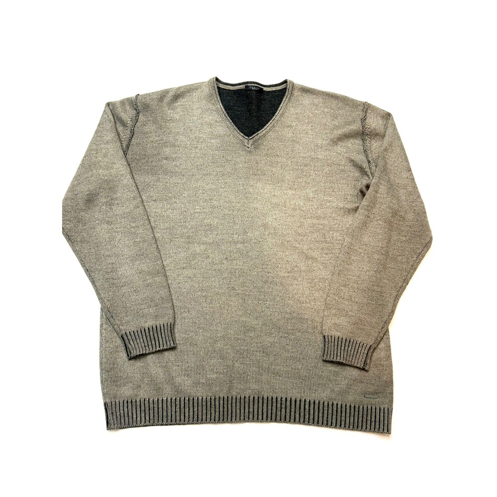 CODICE Mens L/XL Gray Merino Wool VNeck Long Sleeve Knit Sweater G19